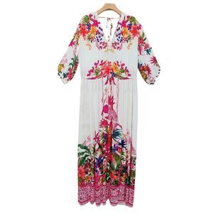 INC International Concepts Mara Garden Maxi Dress Womens Large Pink Bohemian